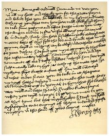 Letter from Henry VIII to Cardinal Wolsey, c1518.Artist: King Henry VIII