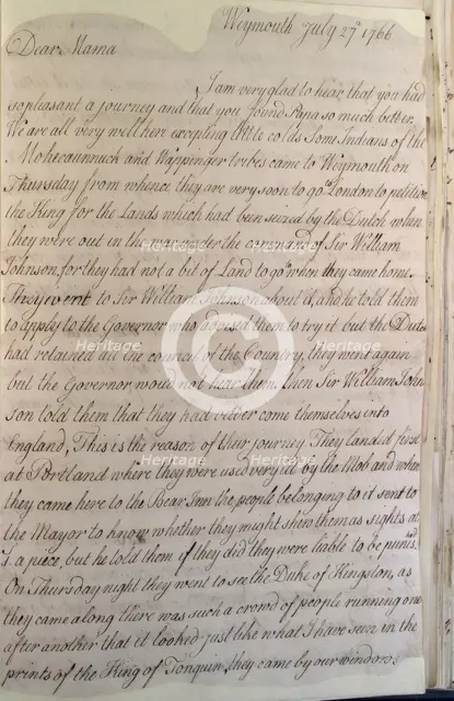 Letter from Hester Pitt, 1766. Creator: Hester Stanhope.