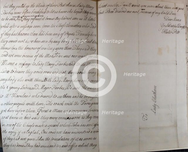 Letter from Hester Pitt, 1766. Creator: Hester Stanhope.