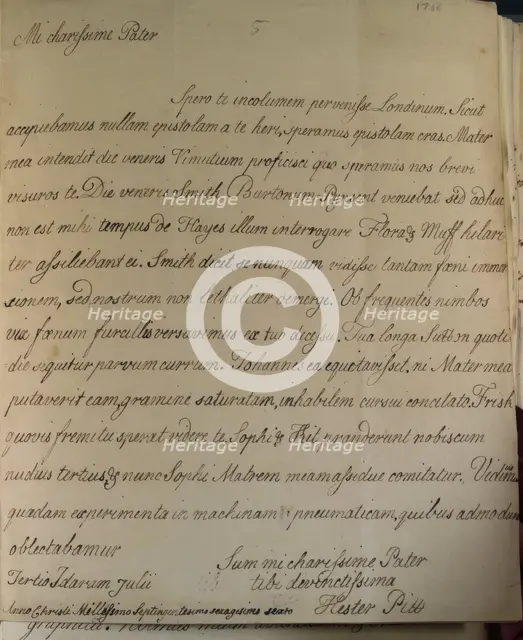 Letter from Hester Pitt, between 1766 and 1770. Creator: Hester Stanhope.