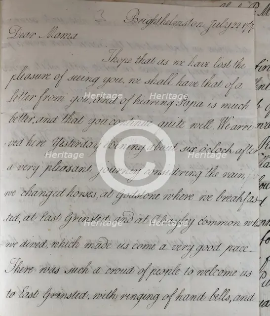 Letter from Hester Pitt, between 1766 and 1770. Creator: Hester Stanhope.
