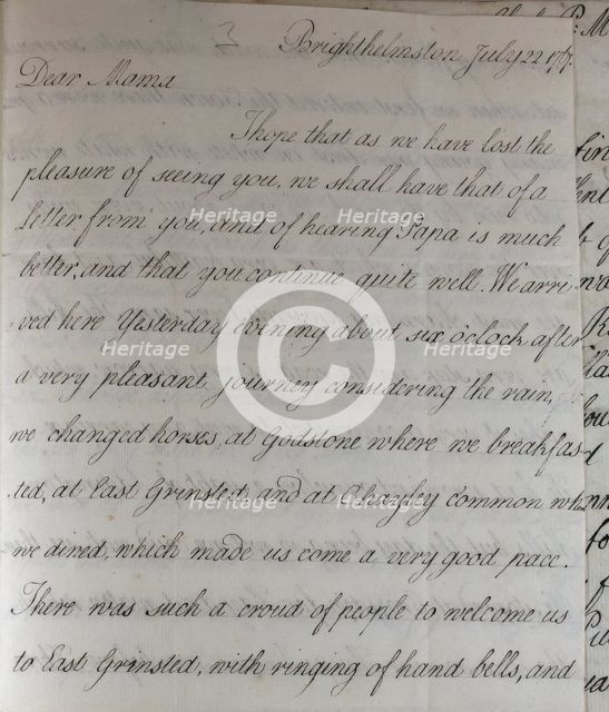 Letter from Hester Pitt, between 1766 and 1770. Creator: Hester Stanhope.