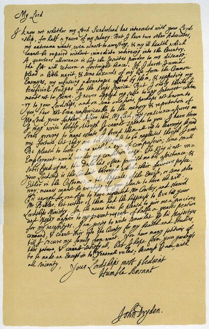 Letter from John Dryden to Laurence Hyde, c1682-1683.Artist: John Dryden