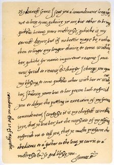 Letter from James I to his son, Charles, Prince of Wales, 10th August 1623.Artist: King James I