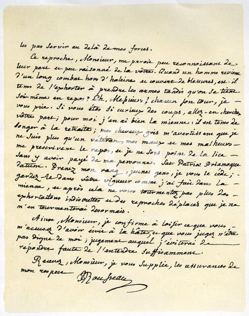 Letter from Jean Jaques Rousseau, 15th July 1764.Artist: Jean-Jacques Rousseau