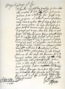Letter from Oliver Cromwell to William Lenthall, 14th June 1645.Artist: Oliver Cromwell