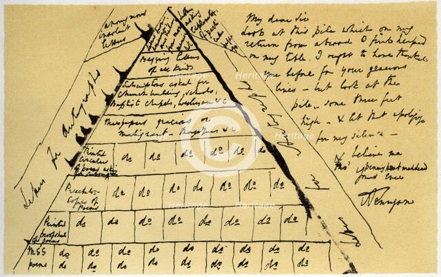 Letter from Lord Alfred Tennyson to William Cox Bennett, 22nd October 1864.Artist: Alfred Lord Tennyson
