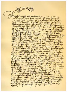 Letter from Lady Jane Grey to William Parr, 10th July 1553.Artist: Lady Jane Grey