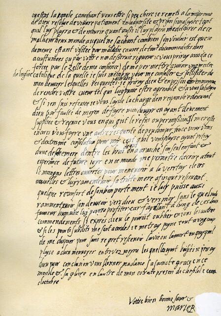 Letter from Mary Queen of Scots to Queen Elizabeth I, Sheffield, 29 October 1571.Artist: Mary Queen of Scots