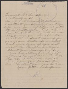 Letter from Nelson Jordan to Julia Womack with an envelope, November 16, 1909. Creator: Nelson Jordan