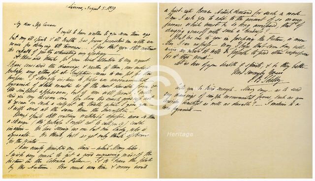 Letter from Shelley to Amelia Curran, 5th August 1819. Artist: Shelley