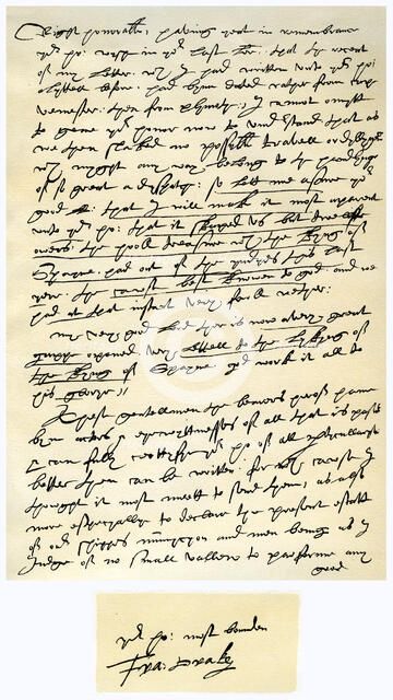 Letter from Sir Francis Drake to William Cecil, Lord High treasurer, 26th July 1586.Artist: Sir Francis Drake