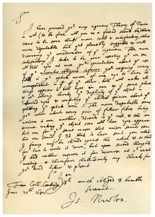 Letter from Sir Issac Newton to William Briggs, 20th June 1682.Artist: Isaac Newton