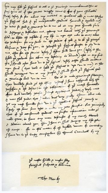 Letter from Sir Thomas More to Henry VIII, 5th March 1534.Artist: Sir Thomas More