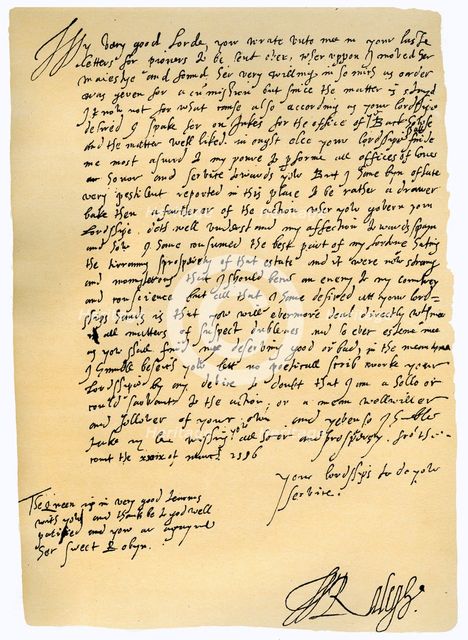 Letter from Sir Walter Raleigh to Robert Dudley, Earl of Leicester, 29th March 1586.Artist: Sir Walter Raleigh