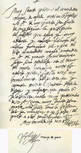 Letter from Philip II of Spain to Pope Gregory XIII, 8th November 1579. Artist: King Philip II