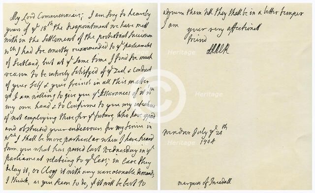 Letter from Queen Anne to John Hay, Marquess of Tweeddale, 24th July 1704. Artist: Queen Anne