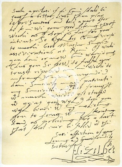 Letter from Queen Elizabeth I to James VI of Scotland, 5th January 1603.Artist: Queen Elizabeth I