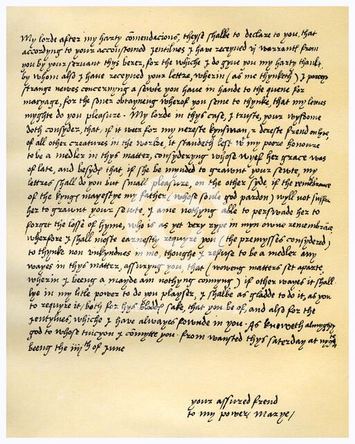 Letter from Queen Mary I to Lord Seymour of Sudeley, 4th June 1547.Artist: Queen Mary I