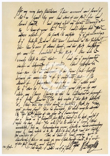 Letter from William Cecil to Sir Christopher Hatton, 12th September 1586.Artist: Sir William Cecil, 1st Baron Burghley