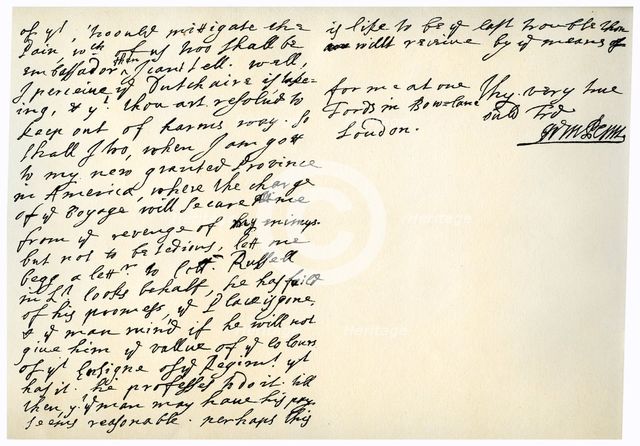 Letter from William Penn to Colonel Henry Sydney, 29th March 1681.Artist: William Penn