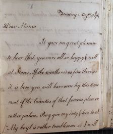 Letter from William Pitt, 1769. Creator: William Pitt the Younger