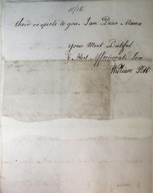 Letter from William Pitt, 1769. Creator: William Pitt the Younger