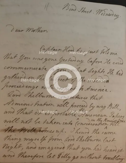 Letter from William Pitt, 1770s. Creator: William Pitt the Younger.