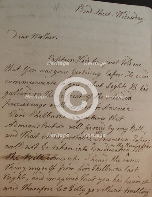 Letter from William Pitt, 1770s. Creator: William Pitt the Younger.