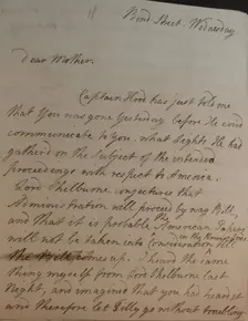 Letter from William Pitt, 1770s. Creator: William Pitt the Younger