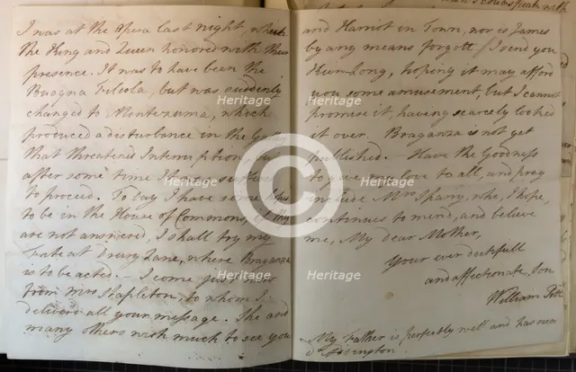 Letter from William Pitt, 1770s. Creator: William Pitt the Younger.