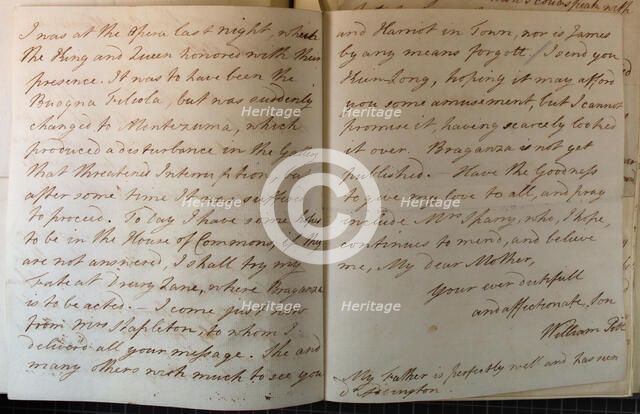 Letter from William Pitt, 1770s. Creator: William Pitt the Younger.