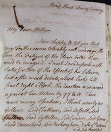 Letter from William Pitt, 1770s. Creator: William Pitt the Younger
