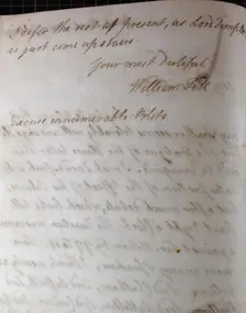 Letter from William Pitt, 1770s. Creator: William Pitt the Younger