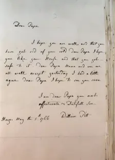 Letter from William Pitt, between 1766 and 1770. Creator: William Pitt the Younger