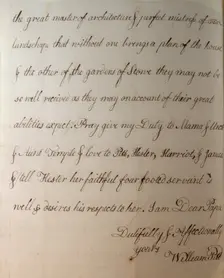 Letter from William Pitt, between 1766 and 1770. Creator: William Pitt the Younger