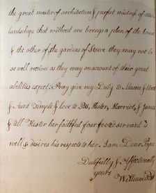 Letter from William Pitt, between 1766 and 1770. Creator: William Pitt the Younger
