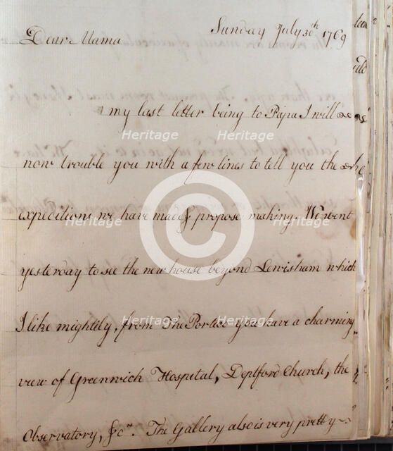 Letter from William Pitt,  between 1766 and 1770. Creator: William Pitt the Younger.