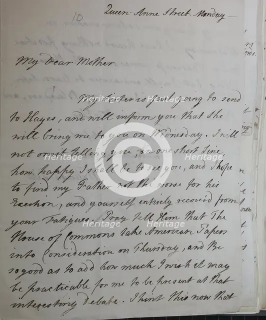 Letter from William Pitt,  between 1766 and 1770. Creator: William Pitt the Younger.