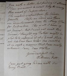 Letter from William Pitt, between 1766 and 1770. Creator: William Pitt the Younger