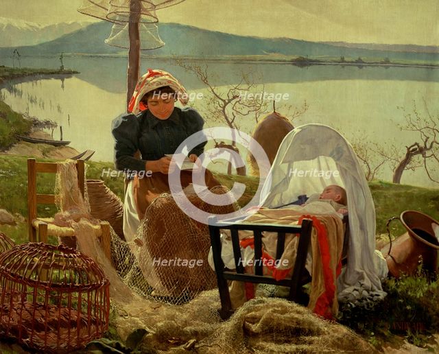  'Letter from the absent husband' by Angel Andrade Blazquez, 1895.
