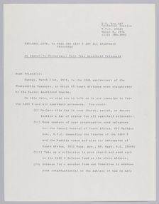 Letter from the Committee to Free the SASO 9, March 8, 1976. Creator: Unknown