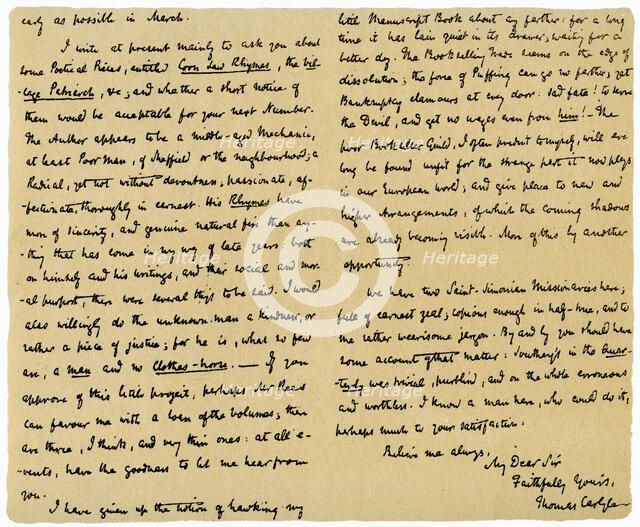 Letter from Thomas Carlyle to Macvey Napier, editor of the Edinburgh Review, 6th February 1832.Artist: Thomas Carlyle