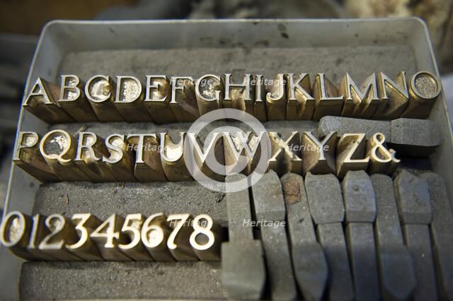 Letter stamps, Whitechapel Bell Foundry, 32-34 Whitechapel Road, Tower Hamlets, London, 2010 Artist: Derek Kendall.