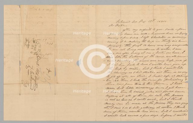 Letter to M. C. Taylor from T. Heatherly regarding the slave trade, December 19, 1840. Creator: T. Heatherly.