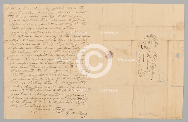 Letter to M. C. Taylor from T. Heatherly regarding the slave trade, December 28, 1840. Creator: T. Heatherly.