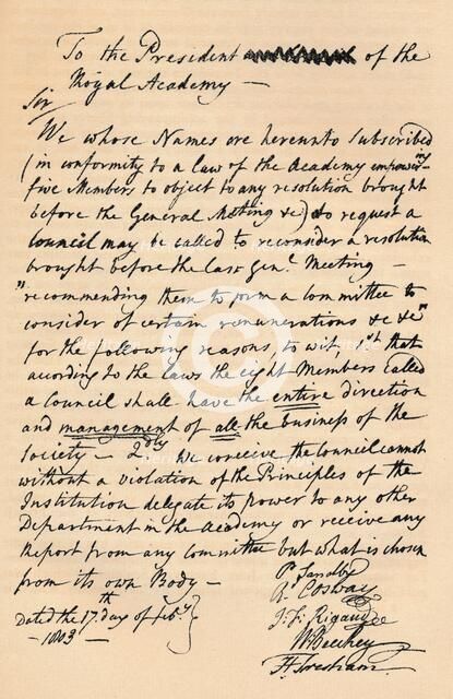 Letter to Benjamin West, President of the Royal Academy, 1803 (1904). Artist: Unknown.