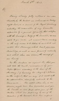 Letter to Benjamin West, President of the Royal Academy, 1803 (1904)