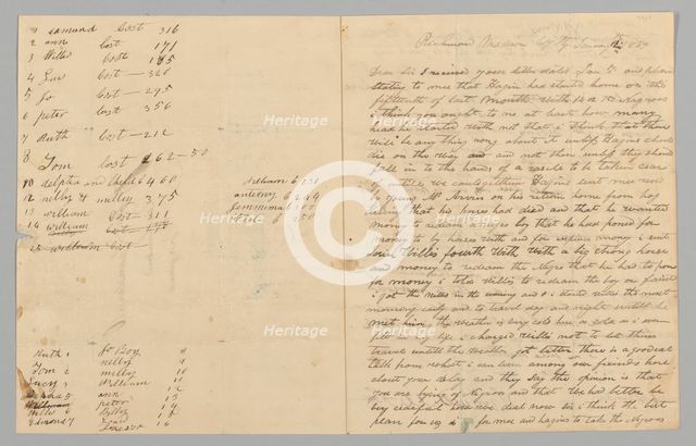 Letter to Giles Saunders from Samuel Fox regarding the slave trade, January 14, 1847. Creator: Samuel M. Fox.