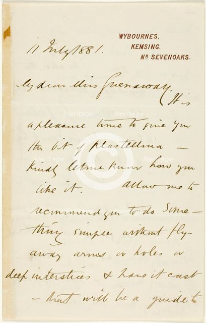 Letter to Kate Greenaway, 1881. Creator: Catherine Greenaway.